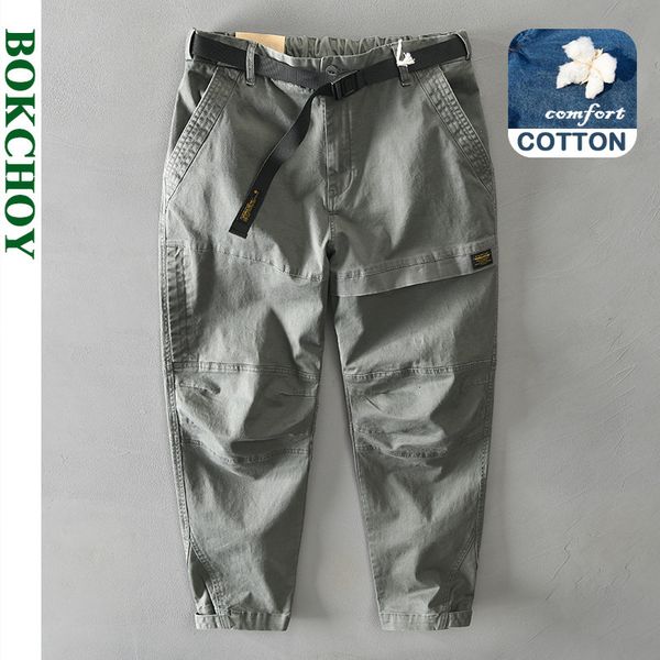 

men s pants autumn and winter men cotton solid color loose casual safari style pocket army green workwear gml04 z331 230503, Black