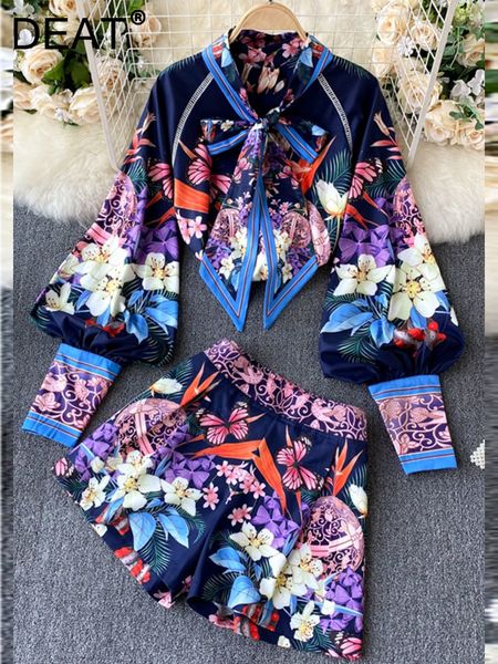 

women s tracksuits deat temperament 2023 arrival flower printed high waist wide leg lace up fashionable summer women shorts suit 11d8834 230, Gray