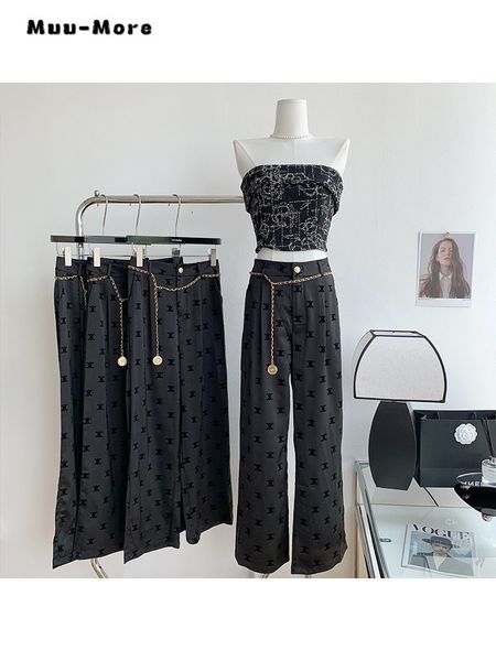 

women s shorts luxury geometric print high waist black wide leg pants 2023 summer casual fashion loose soft full length trousers 230503, White;black