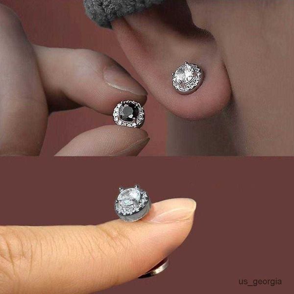 

stud vintage fashion personality hip hop lady men zircon clip earrings for men magnetic stud earring party jewelry accessories, Golden;silver