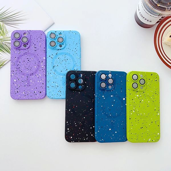 

fashion magnet for iphone 14 13 12 11 pro max xs xr 7 8 plus case wireless charge for magsafe soft matte star cover lens protector shell
