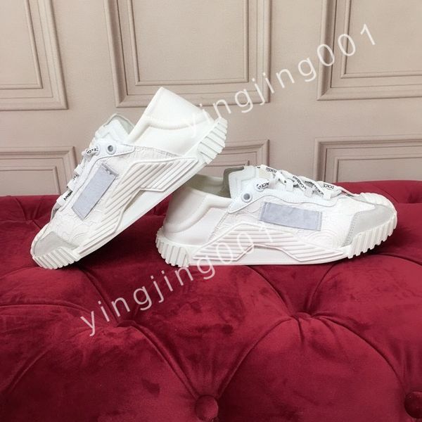 

new designer men causal shoes fashion woman leather lace up platform sole sneakers white mens womens, Black