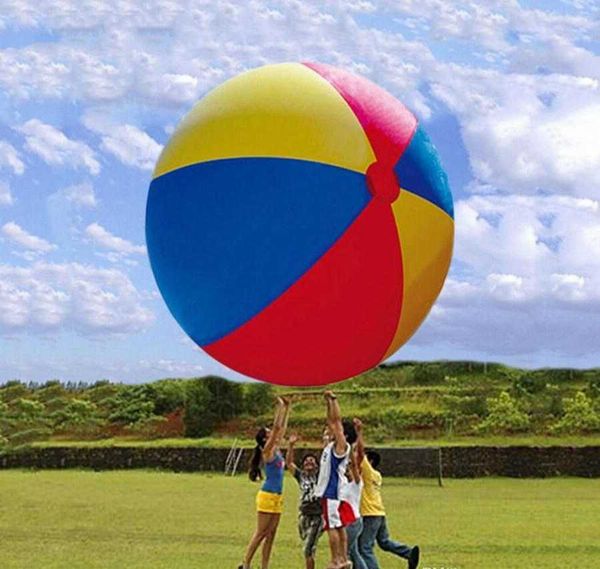 

80cm/100cm/150cm giant inflatable beach ball large three-color thickened pvc water volleyball football outdoor party kids toys238q
