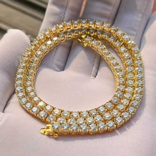 

wholesale iced out silver 925 lab grown fire moissanite diamonds clustered tennis chain necklace
