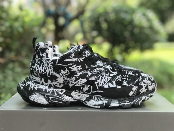 

sports running shoes graffiti dirty black white track sneaker come with shoebox size 35-46