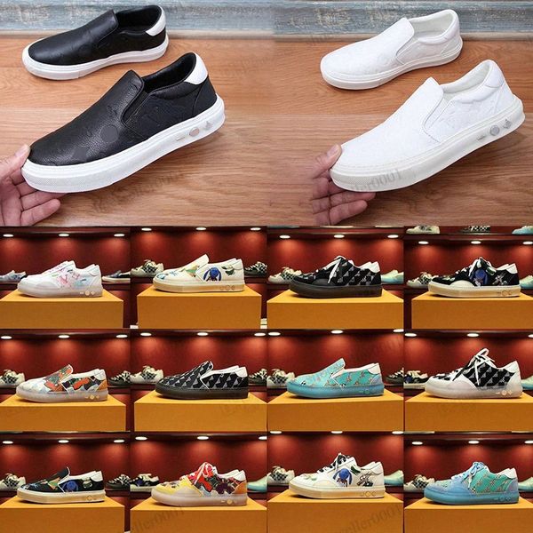 

luxury ollie richelieu leather designer casual shoes printed one legged lazy man canvas shoes for women men fashion able flat bottom comfort, Black