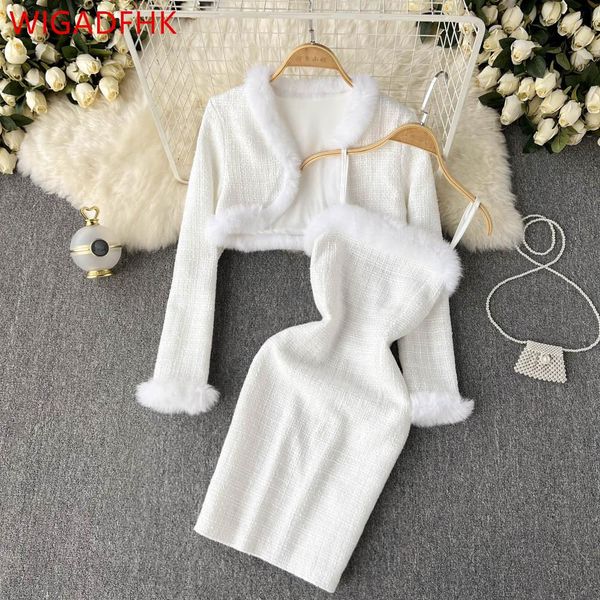 

dress celebrity small incense wind suit westernstyle raw edge stitching shawl cardigan short + sling dress twopiece suit, White