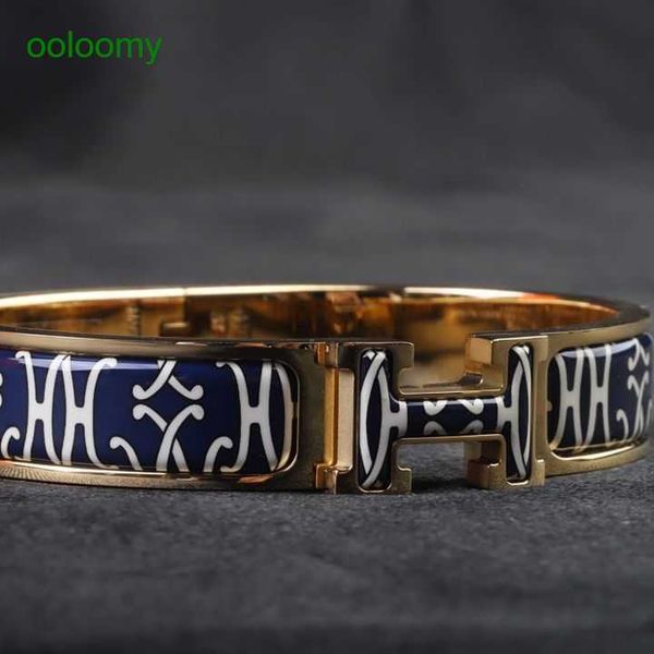 

hemres designer bracelet clic enamel mens and womens h s925 sterling silver 18k gold plated personalized simple fashion couple style gold br, Black