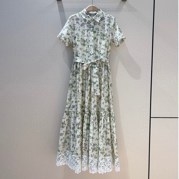 

ladies dress 2023 spring and summer floral printed short sleeve shirt dress, Black;gray