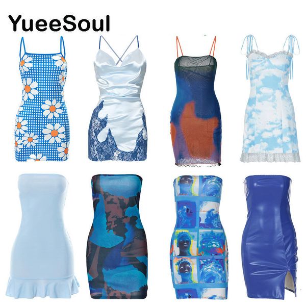 

casual dresses blue women mini dress y2k vintage sweet casual daily high waist summer dresses woman high street party dresses 230503, Black;gray