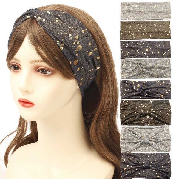 

headbands women's fashion splatter paint print wide elastic headbands flat turban knit spa headband female wrap bow hair band j230502, Silver