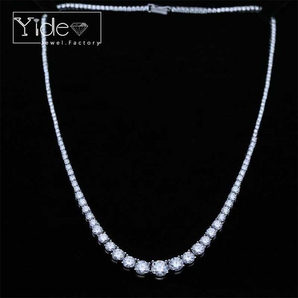 

luxury 925 silver hip hop sparkling vvs moissanite diamond tennis chain iced out necklace