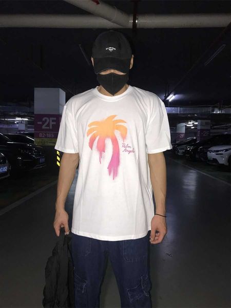 

designer fashion clothing pa tees tshirts palmes angels gradual color coconut print men's women's short sleeve loose round neck ca, White;black