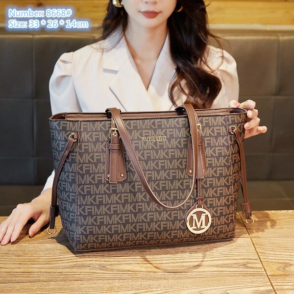 

factory wholesale ladies shoulder bags street popular printing retro handbag simple thick leather letters fashion tote bag gold hardware pen