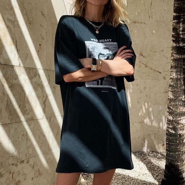 

t-shirt washes faded wild heart long tshirt women summer cotton graphic vintage rock tees 2021 femme shirt dress oversized tshirt, White