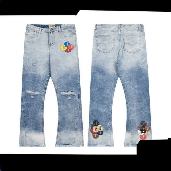 

ins type five high edition gd high street network red same style men's and women's washed pants fashion brand jeans, Black