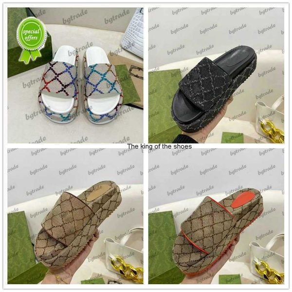 

2022 2023ity slipper angelina psychedelic sandals multi 55mm platform slide sandal women 's denim slippers classic canvas slip -on ladi, Black