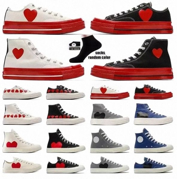 

casual shoes 1970 red heart 1970s big eyes play chuck multi hearts 70s hi skate platform shoe classic canvas men skateboard sneakers 35-44, Black