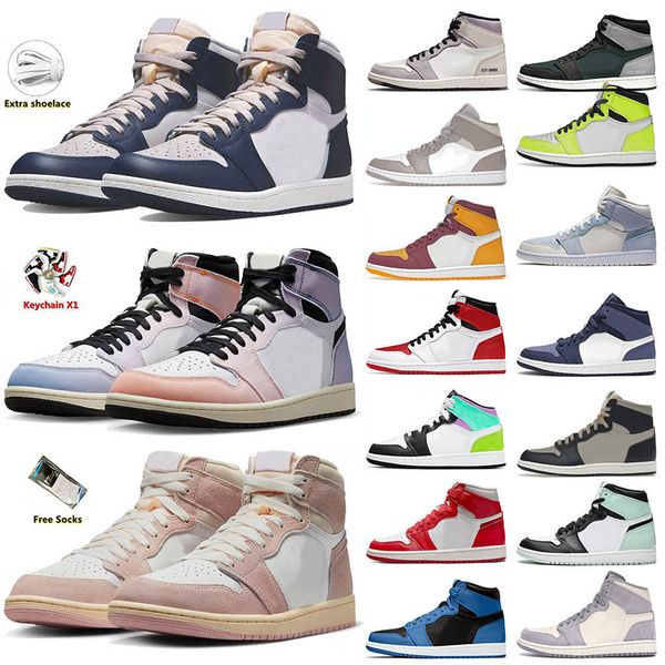 

2023 jumpman 1 basketball shoes university blue 1s washed pink skyline lost found pine green fragment bred patent dark mocha sneaker sports