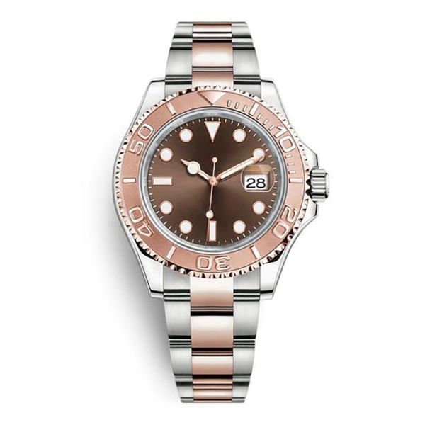 

luxury mens automatic high-quality watch sapphire mirror stainless steel leather bracelet watchdial ceramic bezel sports wrist watch busines, Slivery;brown