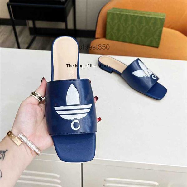 

fashion slippers 2023 20232023ity luxury design summer men flat women slope heel leather rubber letter casual sandals 02-02, Black