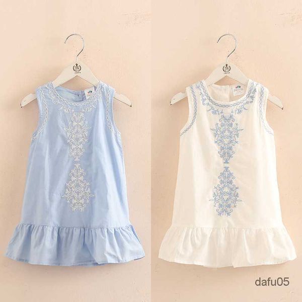 

girl's dresses 2023 summer 2-10 years old brief kids lace embroidery flower floral sleeveless flounce vest tank sundress girls dress co, Red;yellow