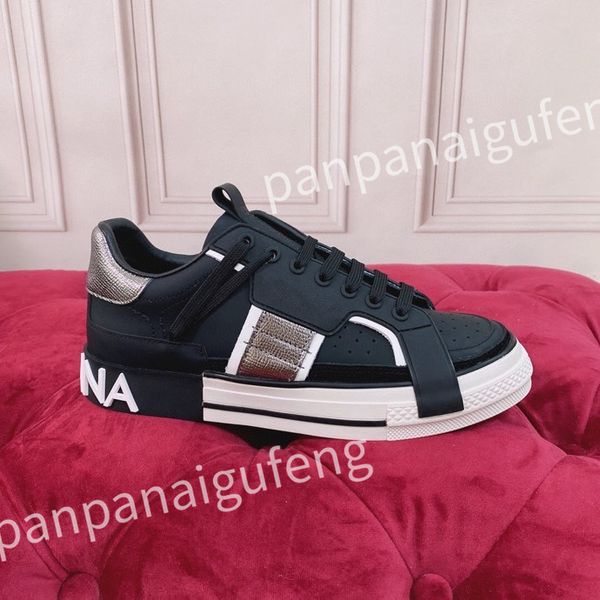 

2023 luxury designer casual shoes men shoe fashion sneakers lady white leather shoe lace-up sneaker platform shoess, Black