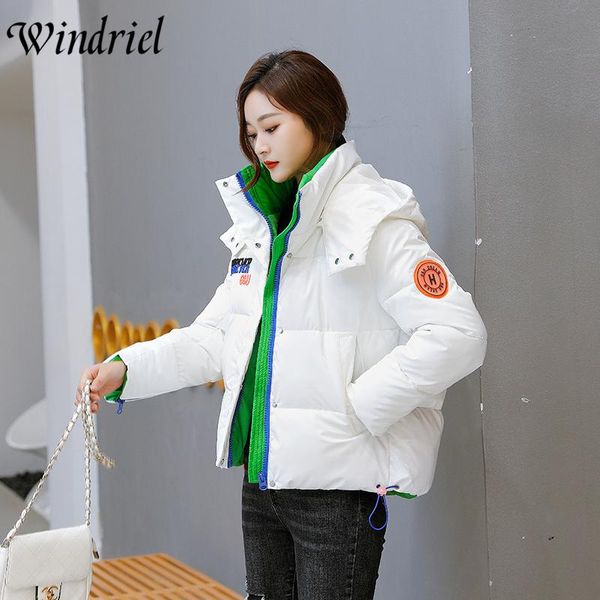 

leather windriel winter coat women high street fashion jackets thicken warm parkas snow wear waterproof clothing outerwear s2xl, Black