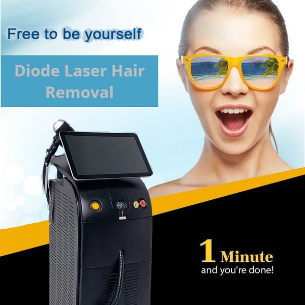 

2023 laser hair removing machine 3 wavelength 755nm 808nm 1064nm diode laser deep white skin cooling laser salon beauty device, Black