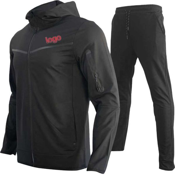 

wholesale mens sweat suits zips 2 pieces hoodie set jogging suit tech fleece track suit custom jacket tracksuits for men, Gray