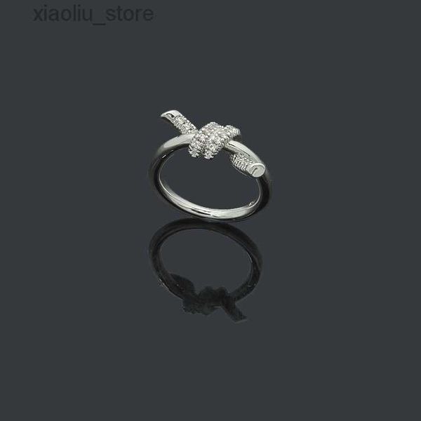 

band rings designer ladies rope knot ring luxury ring with diamonds fashion ring classic jewelry 18k gold plated rose wedding wholesale adju, Silver