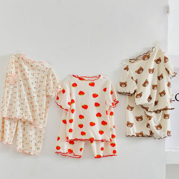 

pajamas milancel summer baby sleep wear cool baby boys pajama set floral sleeping set indoor baby pyjama 230503, Blue;red