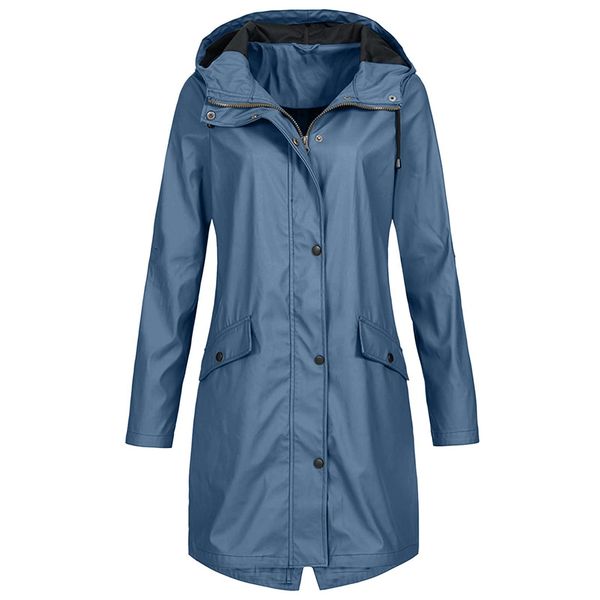

fur 40# women's solid color rain jacket autumn fashion women bomber women jacket pocket zipper hooded outwear loose plus size, Black