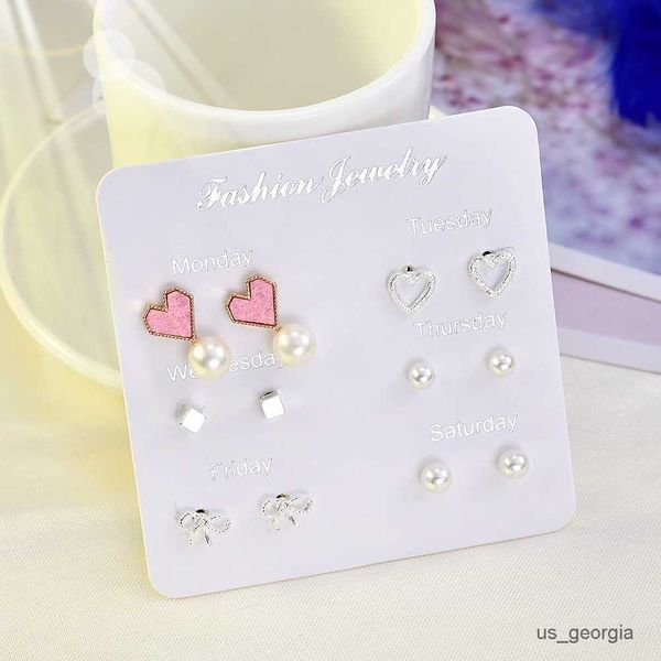 

stud pairs new fashion rhinestone crystal pearl earrings set female ear stud jewelry wedding earrings for women, Golden;silver
