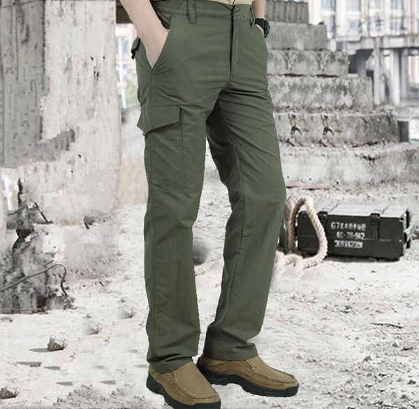 

pants summer winter men lightweight tactical pants breathable casual army military long trousers male waterproof quick dry cargo pants, Black