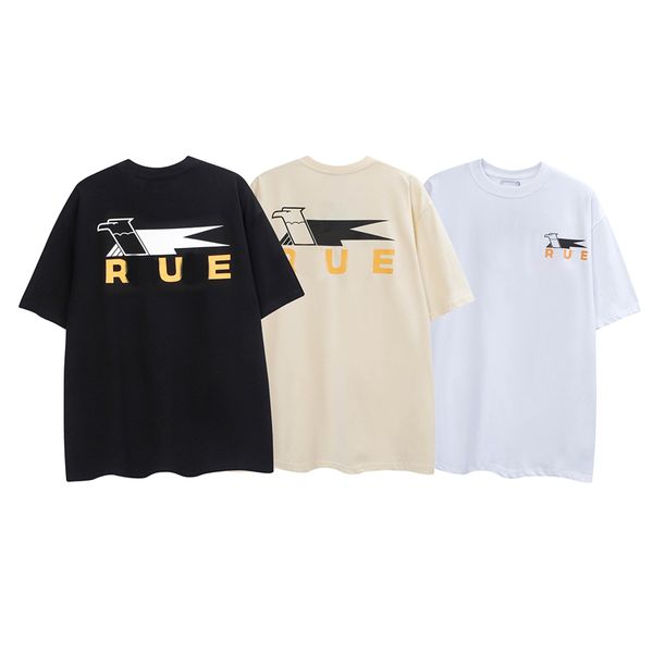 

fashion men's tshirt rhude letter flying bird printed american design cotton short sleeve high street casual loose round neck men', White;black