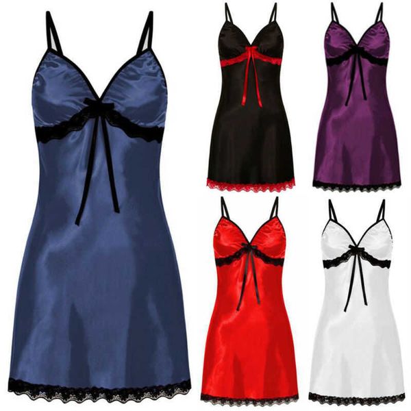 

women's sleep lounge women sleepwear lace silk satin night dress sleeveless nighties v-neck nightgown plus size nightwear p230408