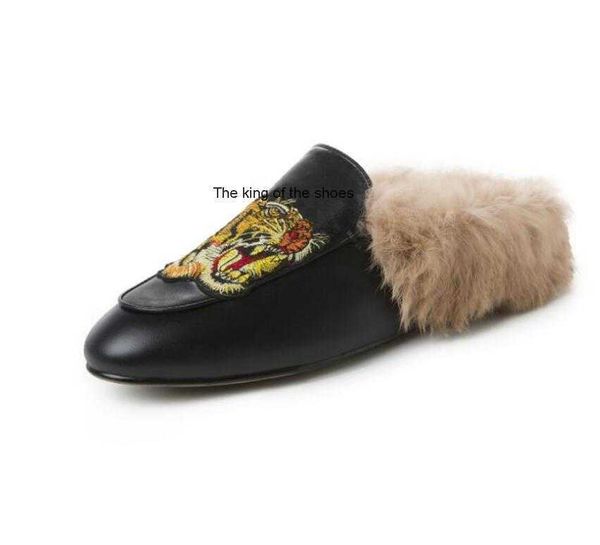 

2023 sandalsfur loafers women slipper luxury 20232023ity letter designer flats winter zapatillas hombre casual shoes, Black