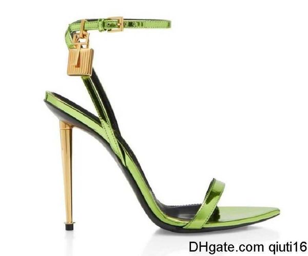 

dress shoes elegant brand women shoes padlock pointy naked sandals shoes hardware lock and key woman metal stiletto heel party dress wedding, Black