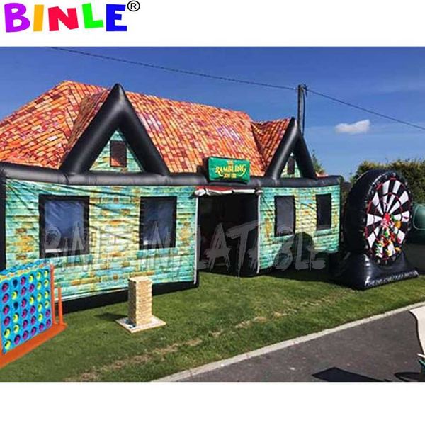 

8x5x5 inflatable irish pub tent with complete printing large bar blow up wine house for outdoor party or event 8x5x5m