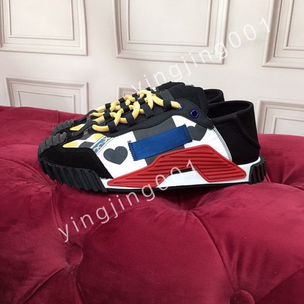 

new designer mens causal shoes fashion woman leather lace up platform sole sneakers white mens womens, Black