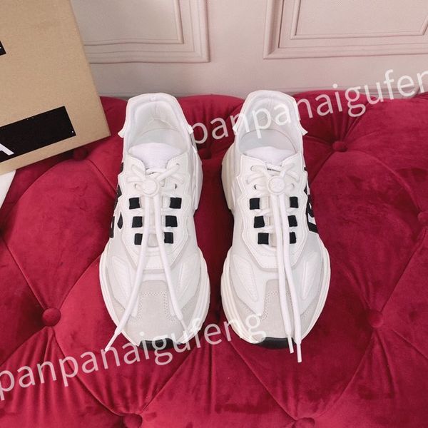 

2023 new luxury designer casual shoes men shoe fashion sneakers lady white leather shoe lace-up sneaker platform shoess, Black