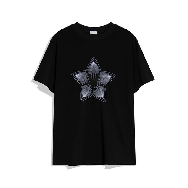 

23ss new woman men's t-shirts high end classic five-pointed star printed short sleeve vacation summer beach fashion breathable beach ca, White;black