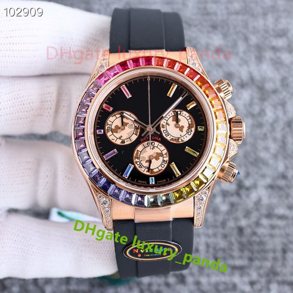 

super factory make v13 rainbow watch 116598 40mm eta7750 automatic mechanical men's watches rubber band sapphire ceramic ring waterproo, Slivery;brown