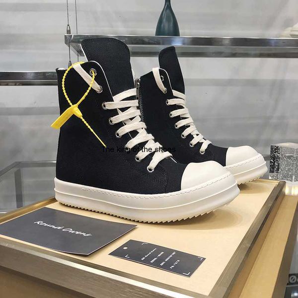 

2023 luxury rick designer ro boots shoes owens dress shoes und s men casual canvas trainers ankle lace up women thick sole sneakers zip