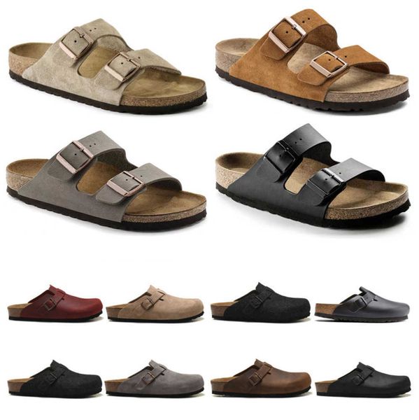 

sandals designer birks boston clog arizona gizeh men women summer autumn winter slippers leather felt sliders outdoor indoor buckle strap bo, Black