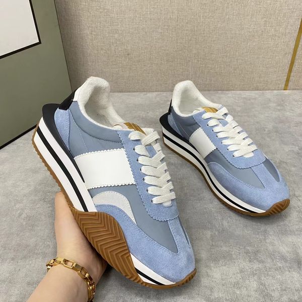 

brand james nylon & suede sneakers shoes side stripe suede & nylon chunky rubber sole men trainer lace up comfort discount walking eu38-46, Black