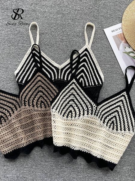 

camisoles tanks singreiny striped strap camisole women elastic knitted beach ladie streetwear korean sensual vintage y2k tank 230503, Black;white