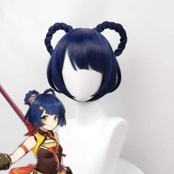 

cosplay wigs wig cosplay game genshin impact cosplay halloween xiangling rambut cosplay genshin impact xiang ling j230427, Black