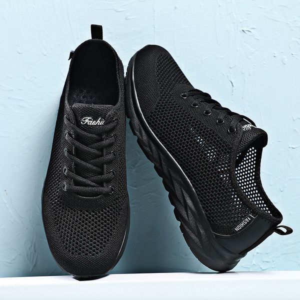 

dress shoes light casual men sneakers loafers walking breathable summer zapatillas hombre plus 38 47 couple 230503, Black